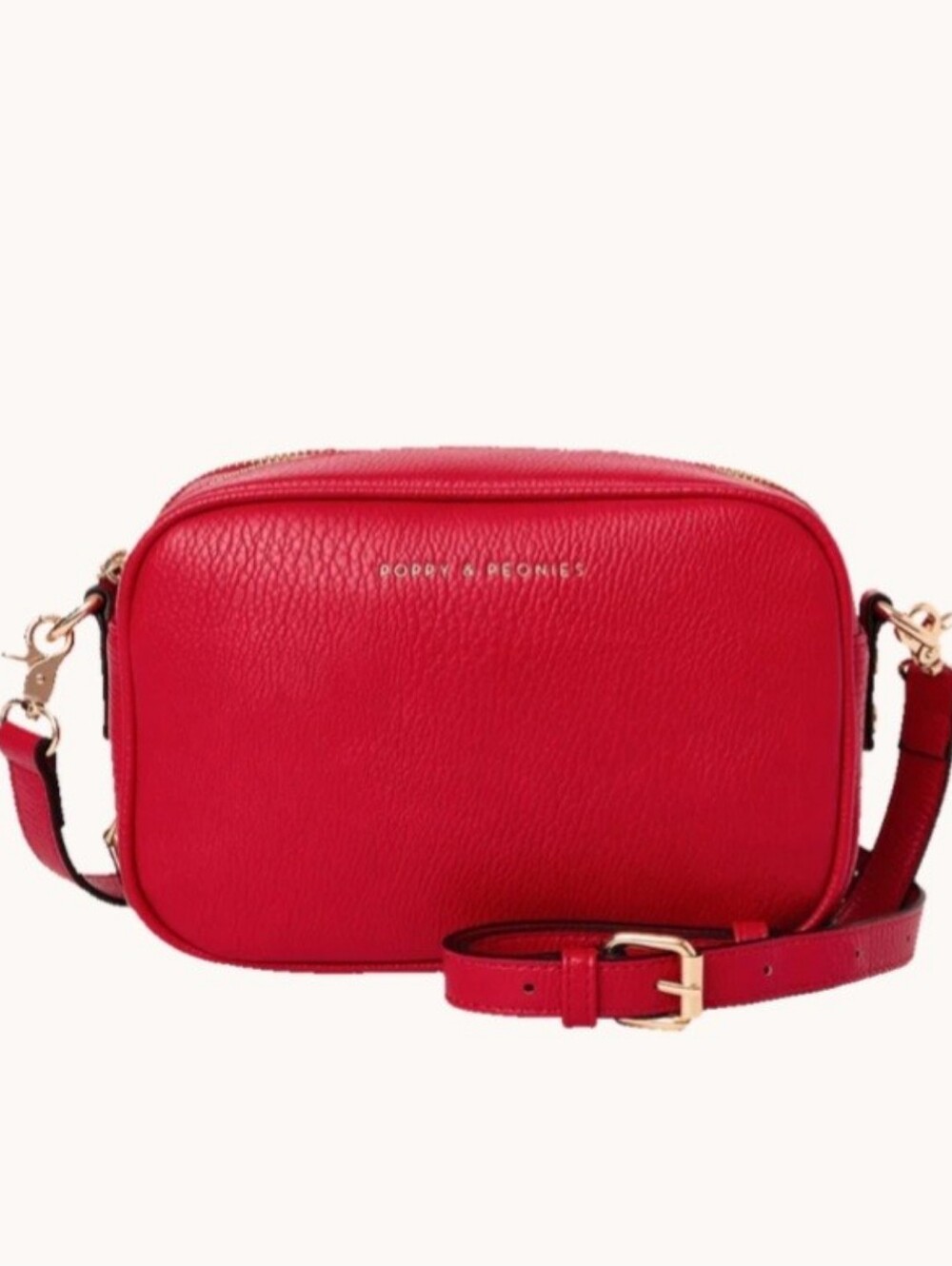 Poppy & Peonies Vibrant Red Pebbled Crossbody
